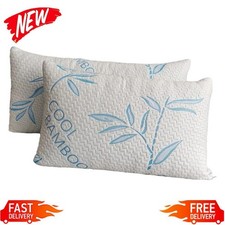 2 Pack Bamboo Pillows Cooling Shredded Memory Foam King Size Removable Cover New