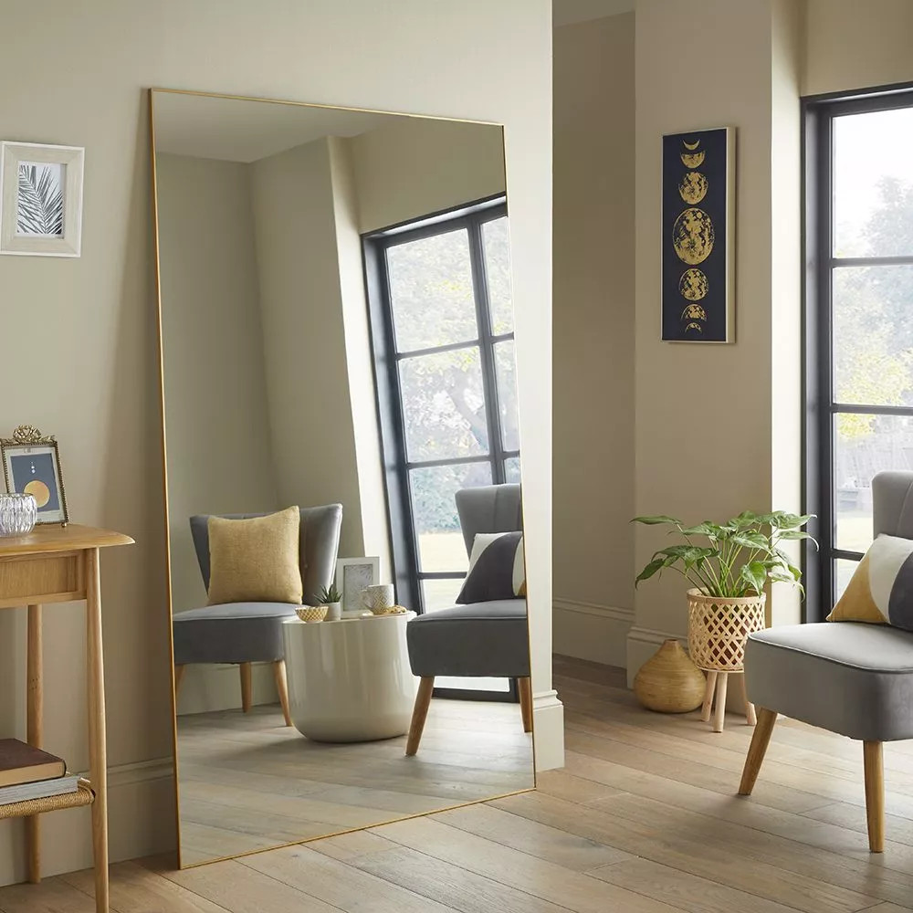 Leaner Mirror Islington Rectangular with Gold Aluminum Frame- H 180cm x L 110cm