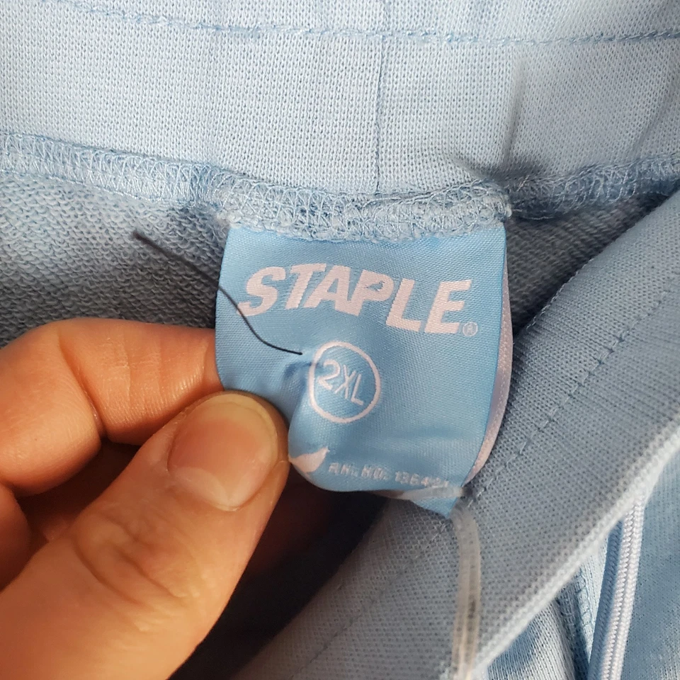 Staple Pigeon Sweat Shorts Mens 2XL Aqua Blue French Terry Lined Drawstring - Image 3 of 4