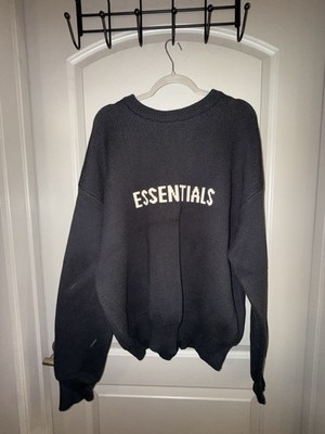 Fear Of God Essentials Knit Sweater L Black Logo Crewneck 
