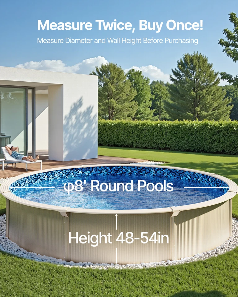 VEVOR Revêtement de Piscine Ronde Doublure Durable Style Chevauchement 244x147cm - Photo 3/4