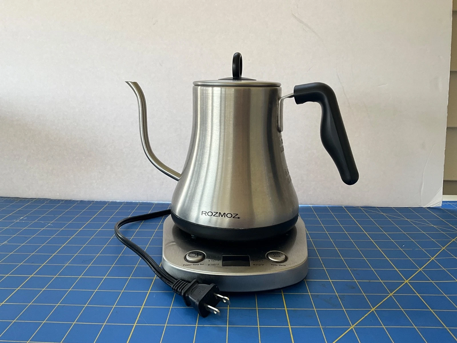 Electric Tea Kettle Gooseneck Warmer Adjustable Temp Stainless 3.3 cups ROSMOZ
