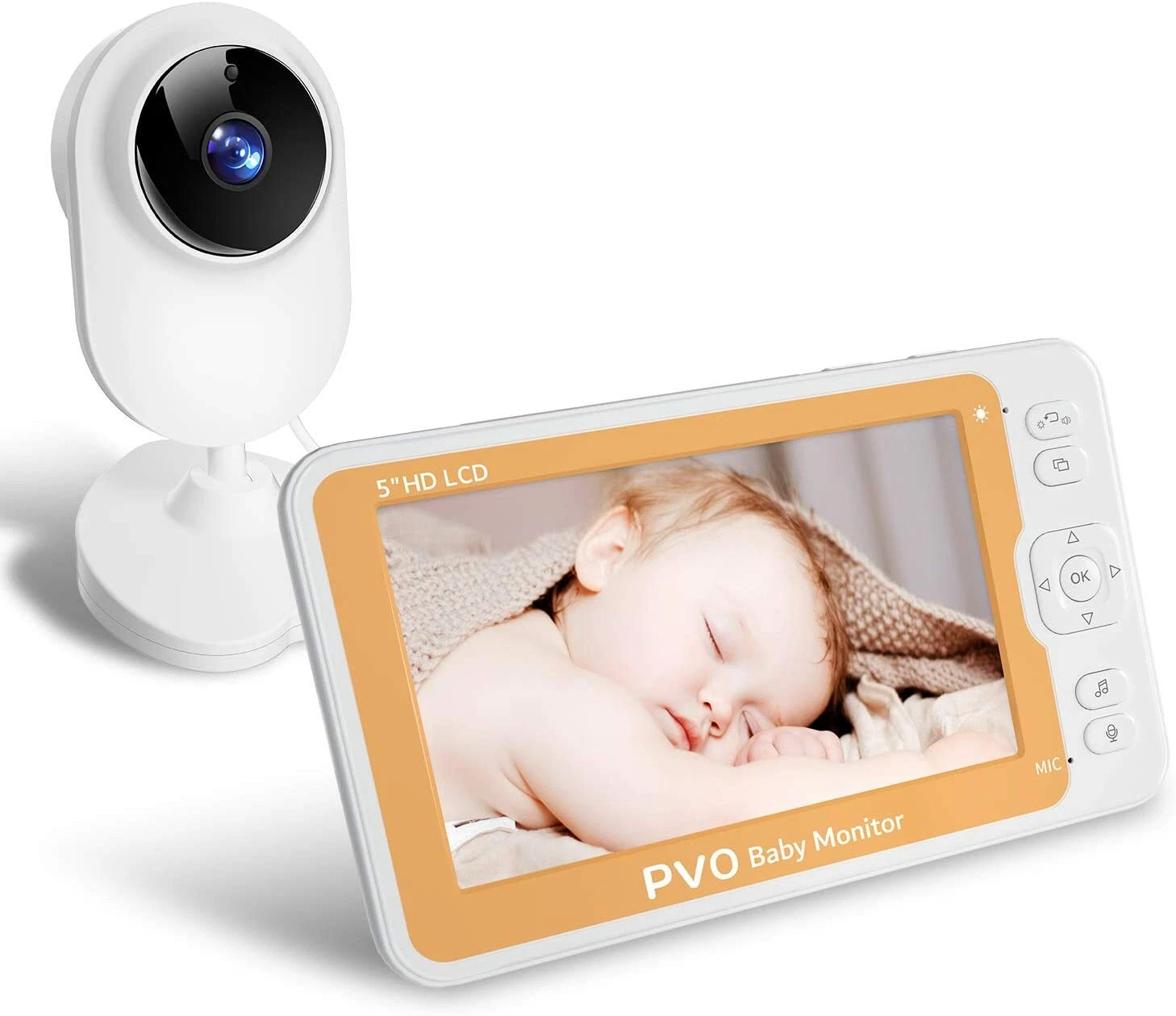 PVO Baby Monitor with 1080P Camera and 2-Way Audio, 5'' HD IPS Screen $100 Value