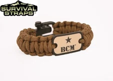 BRAVO COMPANY SURVIVAL STRAPS SURVIVAL PARACORD BRACLET, COYOTE BROWN 