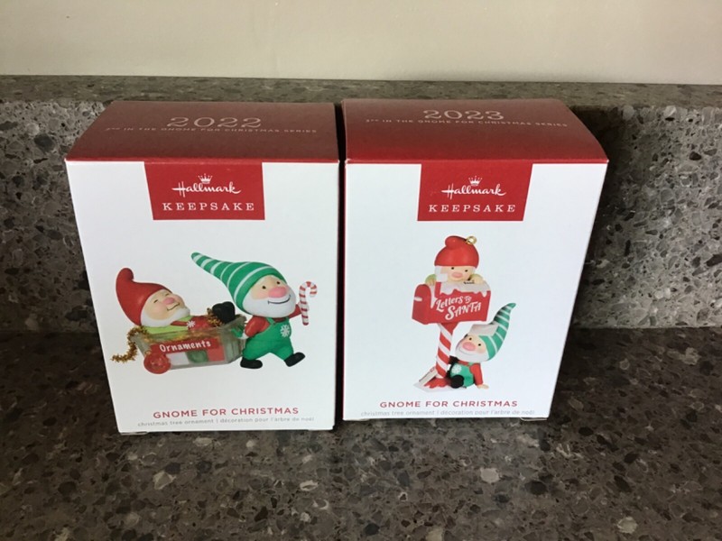 2) NEW Hallmark Gnome For Christmas Ornaments - 2022 & 2023 (#2 & #3 in series)