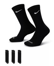 3 Pair Black Mens Nike Large 8-12 Everyday Plus Cushioned Crew Dri-Fit Sock