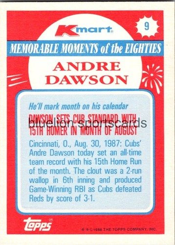 1988 K-Mart #9 Andre Dawson - Picture 2 of 2