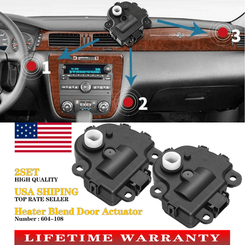 2x New Heater Blend Door Actuator Black For 04-10 Chevy Impala 604-108 - Picture 1 of 9