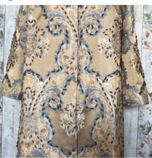 Ladies Beige Blue Embellished Jacket Large Size