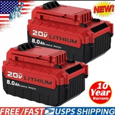 2PACK for PORTER CABLE 8.0Ah 20V Max 20 Volt Lithium-Ion Battery PCC680L PCC685L