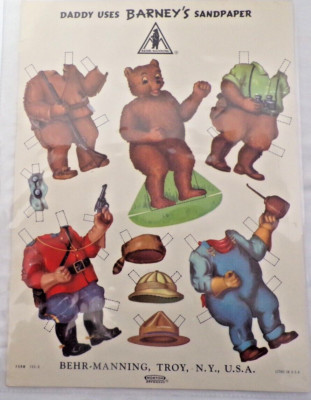 BEHR-MANNING Sandpaper - DADDY USES BARNEY'S SANDPAPER Cutouts - 2 Sheets