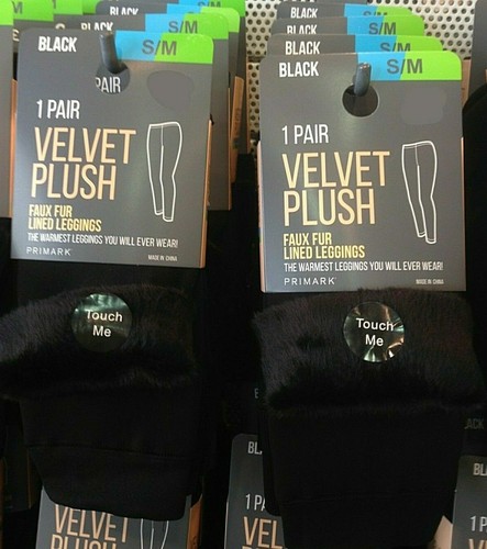VELVET PLUSH LEGGINGS BLACK FAUX FUR 