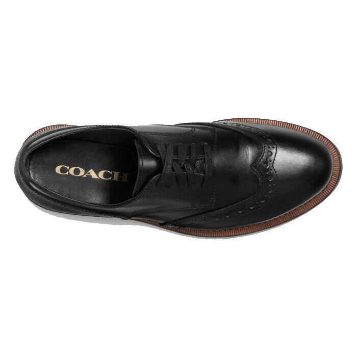 COACH Mens Bleecker Wing Black Leather Wingtip Oxford Shoes COACH Mens Bleecker Wing Black Leather Wingtip Oxford Shoes