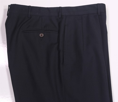 Polo Ralph Lauren by Corneliani Navy Blue Pleated Wool Dress Pants 34x32 - Picture 2 of 7
