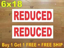 6"x18" REDUCED Red REAL ESTATE RIDER SIGNS Buy 1 Get 1 FREE 2 Sided