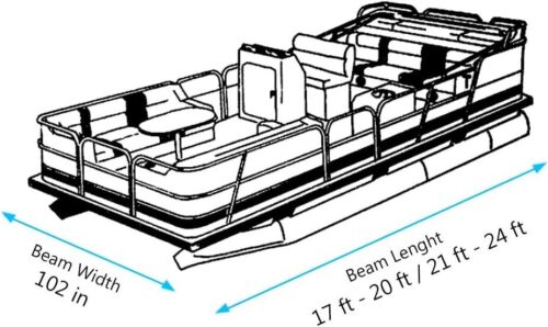 Icover Trailerable Pontoon Boat Cover, Fits 17 to 20Ft Long & Beam Width up to 1 - Picture 2 of 7