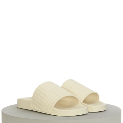 BOTTEGA VENETA 520$ Pantoletten Sandalen - Sea Salt Beige Rubber, Herren ''Sli...