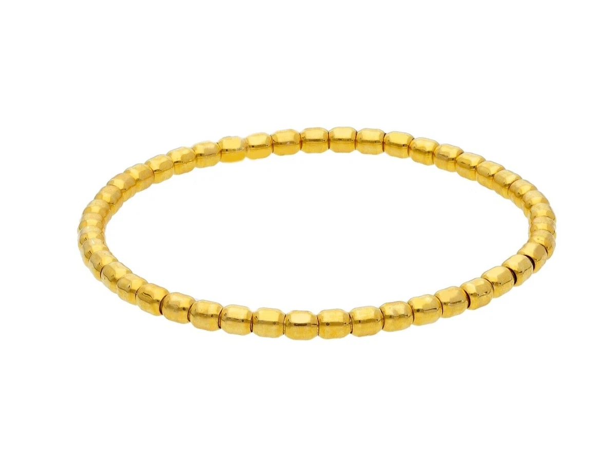 Set di 5 braccialetti con perline da donna, placcati oro 14 carati