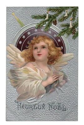 CPA  en relief . Chérubin, ange de Noël  par CLAPSADDLE . Sans signature. Angel - Photo 1/2