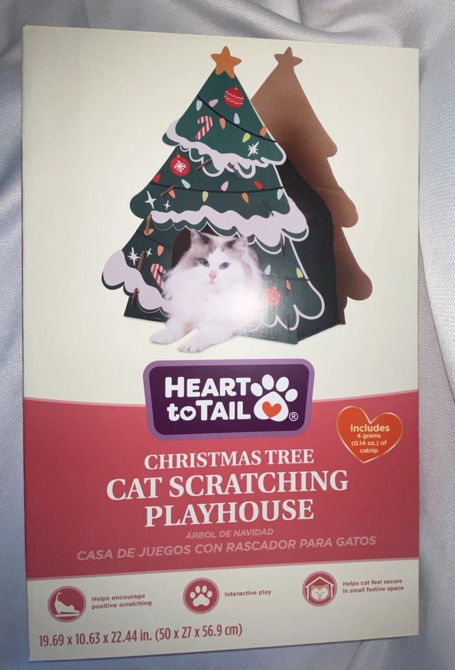 Heart To Tail Christmas Tree Cat Scratching Playhouse, With Catnip - Image 3 of 4