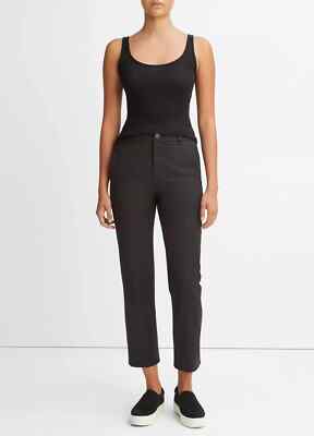 $345 VINCE Cigarette Trouser Pants 16 Black Cotton Crop VR10322122