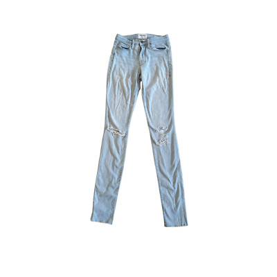 Women 25 FRAME Denim Forever Karlie Jeans Albright Light Wash Skinny Distressed