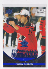 2023 UD TEAM CANADA JUNIORS PROSPECTUS MOMENTOUS BLUE 55/349 COLBY BARLOW #PM-38