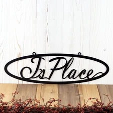 Personalized Oval Metal Script House Name Sign, Custom Family Steel Plaque