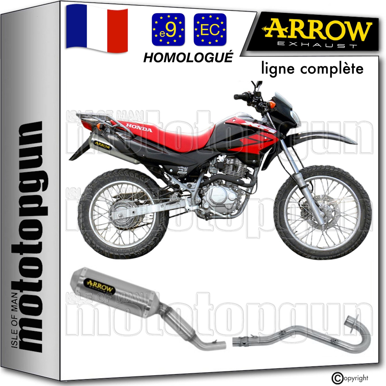 Ligne complete Arrow Thunder homologue en inox pour XR 125 SM