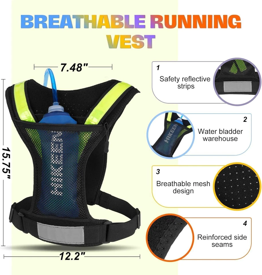 Running Vest for Women Men, Adjustable Hydration Vest Running with Water Bladder - Image 2 of 4