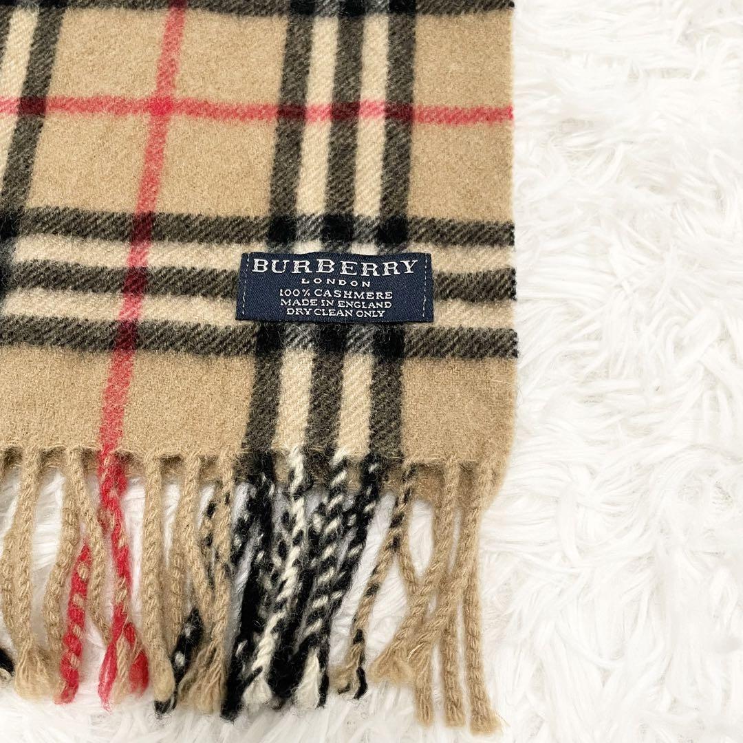 BURBERRY LONDON Nova Check Cashmere Scarf Beige Black Red BURBERRY LONDON Nova Check Cashmere Scarf Beige Black Red