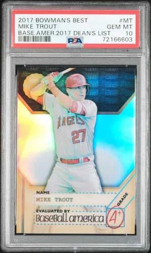 2017 Bowman's Best #MT MIKE TROUT 2017 Dean's List PSA 10 GEM MINT