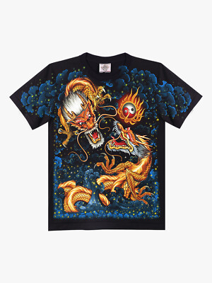 Rock Eagle Men's Short Sleeve Graphic Full Screen T-Shirt, Dragon