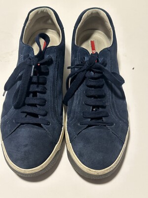 Prada Mens Blue Low Top Suede Lace up Casual Sneaker Size 8  display picture 2