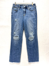 Universal Thread High Rise Straight Crop Jeans Women's 6 - Distressed Raw Hem