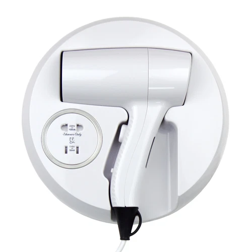 WALL MOUNTED HAIR DRYER WITH SHAVER SOCKET 1200W HOTEL DRAW BATHROOM