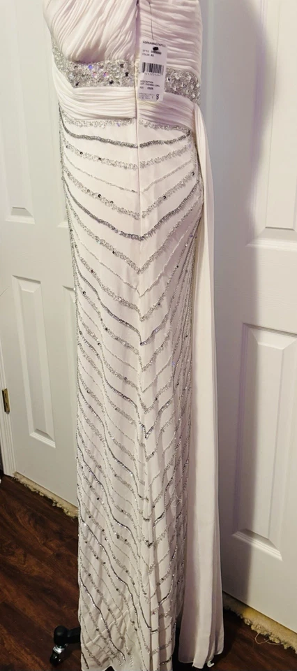 Nuevo con etiquetas Vestido de Noche Formal Adrianna Papell Talla 8 Blanco Lentejuelas Foto 2 de 4