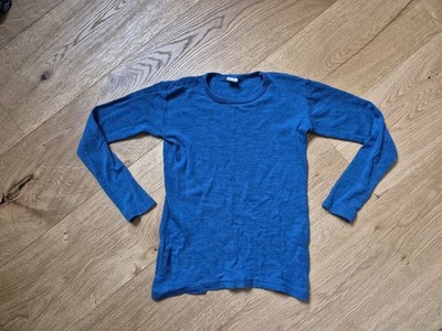 Engel Langarm Shirt Gr. 134 (152) blau Wolle Seide Top Zustand