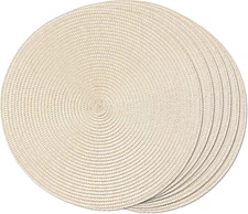 round Braided Placemats Set of 6 Table Mats for Dining Tables Woven Washable Non