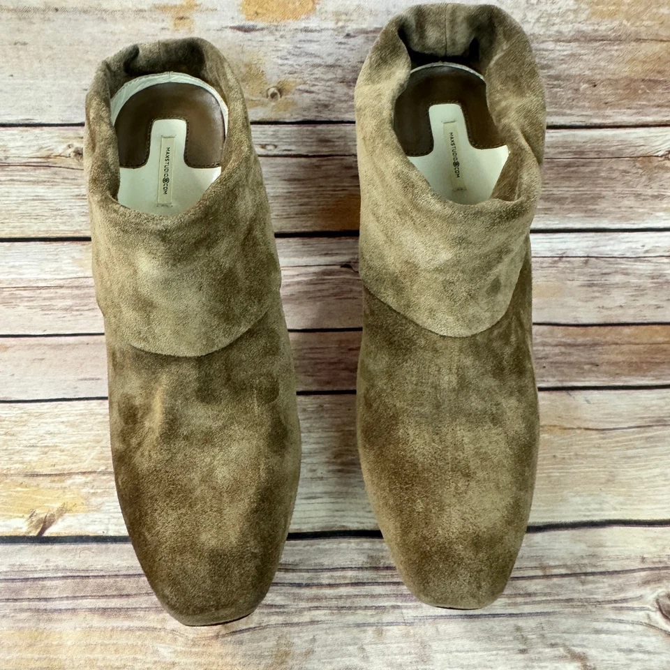 Max Studio 女式棕色麂皮绒皮革一脚蹬高跟鞋西式骡子鞋 8.5 米 — 第 3/4 张图片