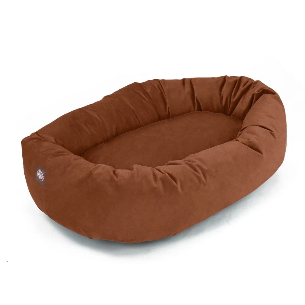 Micro Suede Bagel Pet Bed Dogs Calming Dog Bed Washable Copper Small