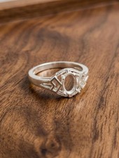 925 Sterling Silver 5x7mm Oval Prong Ring Setting Pre Notched Blank DIY