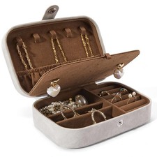 Travel Jewelry , PU Leather Small Gift Portable Case, 2 Layers Organizer Disp...