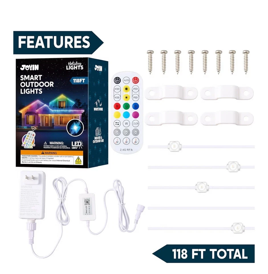 118ft Smart Outdoor Lights 72-LED Strip w/ App & Remote Waterproof Adhesive Back - Image 2 of 4