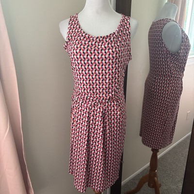Worthington Sleeveless Dress career casual pink black geometric mod size medium
