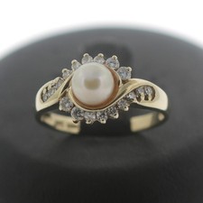 Ring 585 Gold 14 Karat Gelbgold Diamant 0,50 CT Perle Damen Wert 1950,-