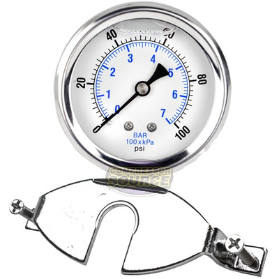 #ad 1 4quot; NPT Pressure Gauge Mounting Bracket with 2.5quot; Liquid Gauge 100 PSI Max $26.95