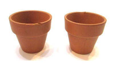 Pair Miniature 2.5'' Vintage 1990s Terracotta Planters A