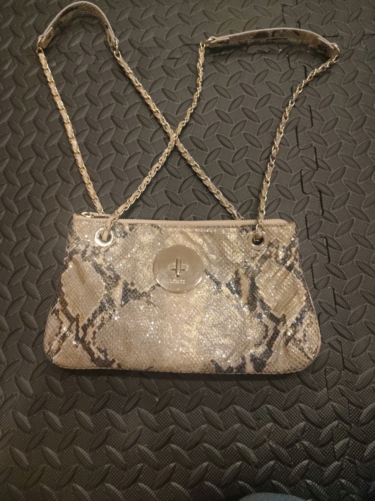 DKNY Metallic Embossed Python Genuine Leather Pur… - image 3