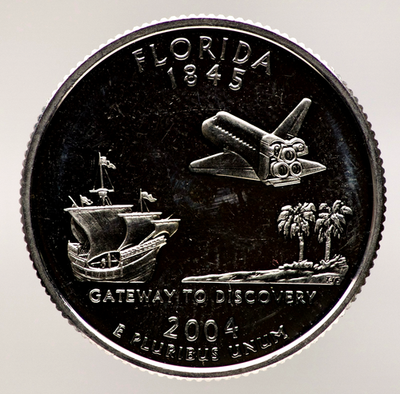 #ad 2004 S Florida State Quarter Gem Proof 90% Silver .1808 Troy oz sku:F010 $17.58